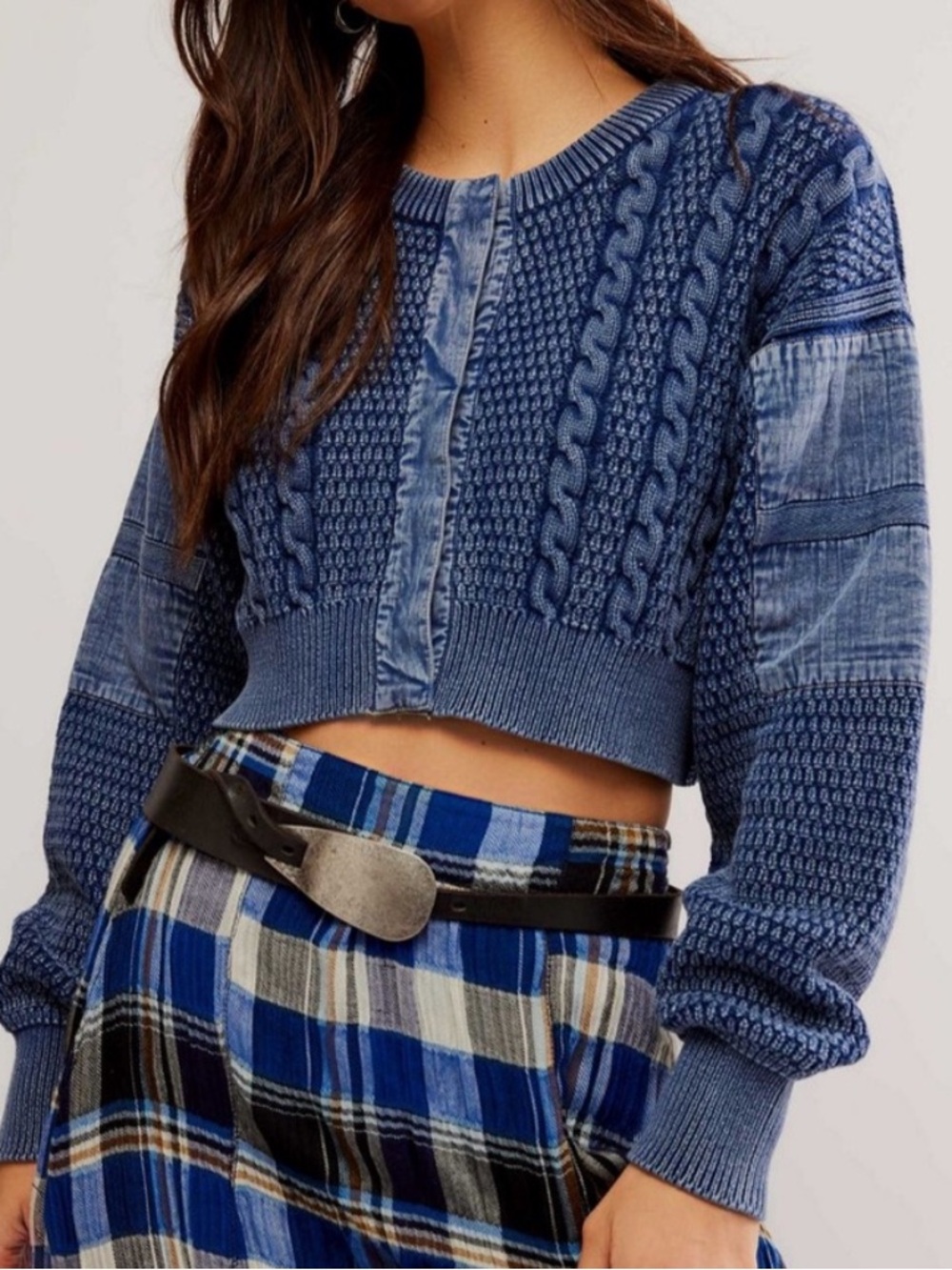 Free People Mixed Media lie Knit Sweater